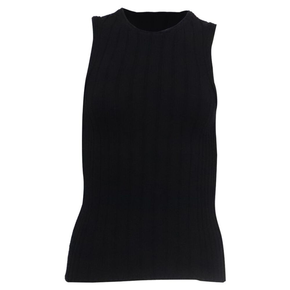 Khaite Ribbed-Knit Tank Top in Black Cotton